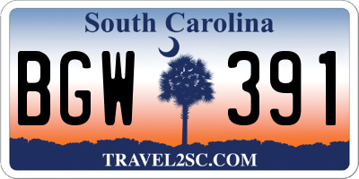 SC license plate BGW391