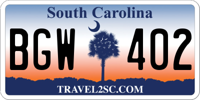 SC license plate BGW402