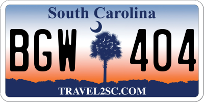 SC license plate BGW404