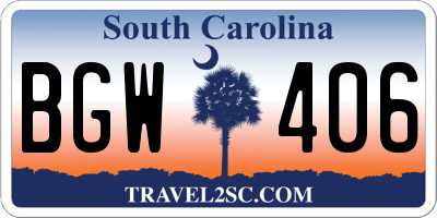 SC license plate BGW406