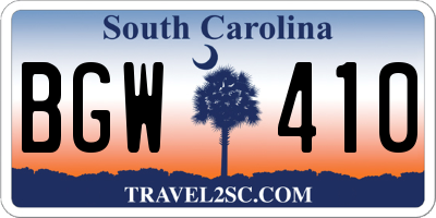 SC license plate BGW410