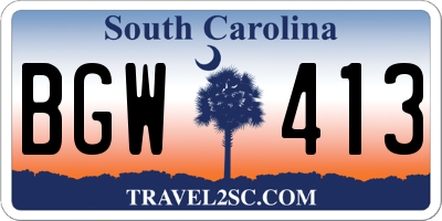 SC license plate BGW413