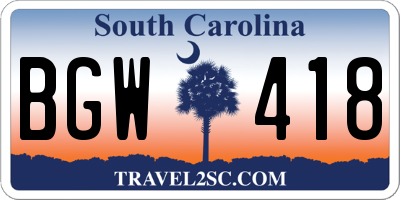 SC license plate BGW418