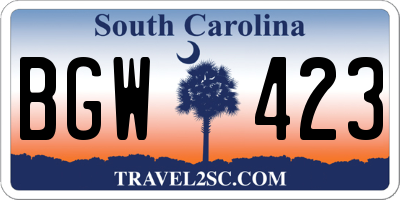 SC license plate BGW423