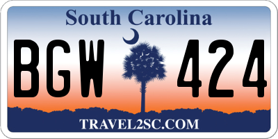 SC license plate BGW424