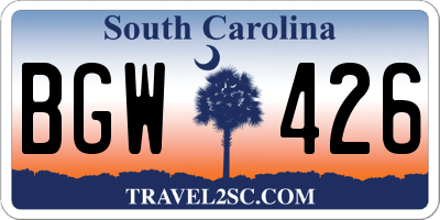 SC license plate BGW426