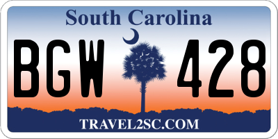 SC license plate BGW428