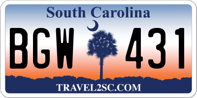 SC license plate BGW431