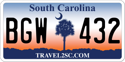SC license plate BGW432