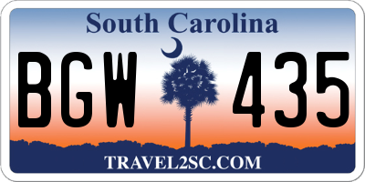 SC license plate BGW435