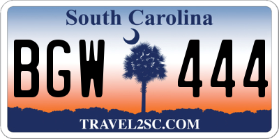 SC license plate BGW444