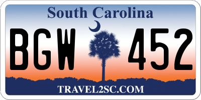 SC license plate BGW452