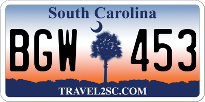 SC license plate BGW453