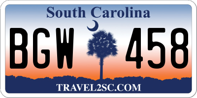 SC license plate BGW458