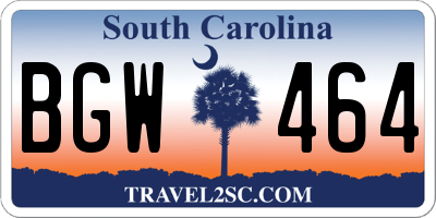 SC license plate BGW464