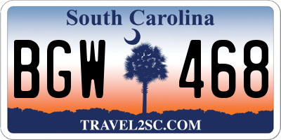 SC license plate BGW468