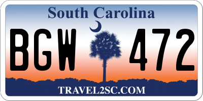 SC license plate BGW472