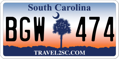 SC license plate BGW474