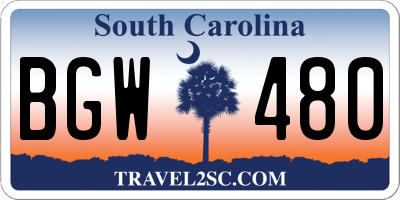SC license plate BGW480