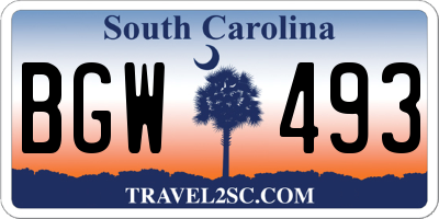 SC license plate BGW493