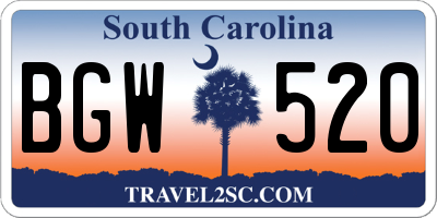 SC license plate BGW520