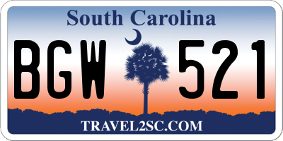 SC license plate BGW521