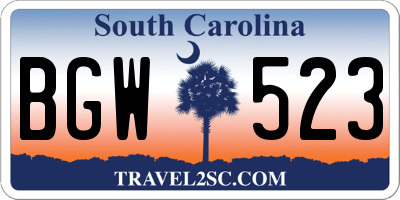 SC license plate BGW523