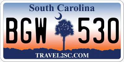 SC license plate BGW530