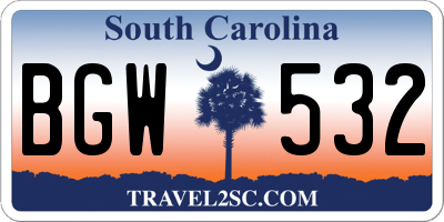 SC license plate BGW532