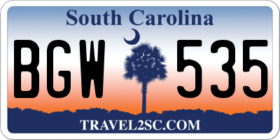 SC license plate BGW535