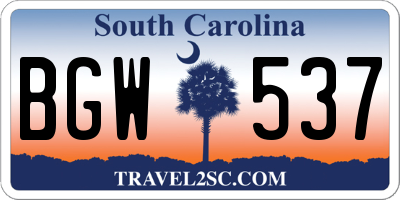 SC license plate BGW537