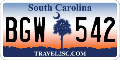 SC license plate BGW542