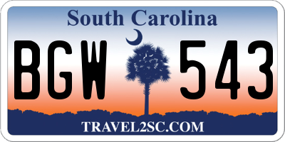 SC license plate BGW543