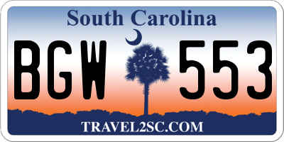 SC license plate BGW553