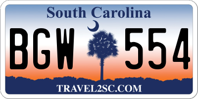SC license plate BGW554