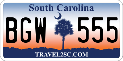 SC license plate BGW555