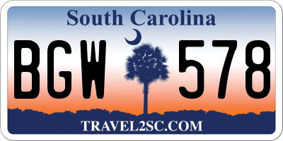 SC license plate BGW578