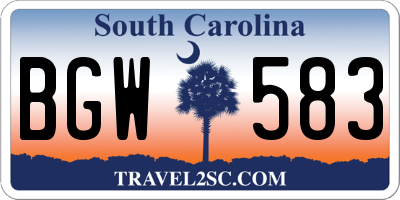 SC license plate BGW583