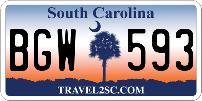 SC license plate BGW593