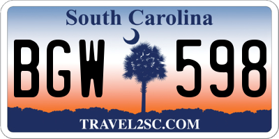 SC license plate BGW598