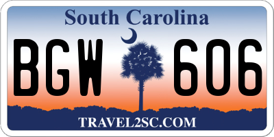 SC license plate BGW606