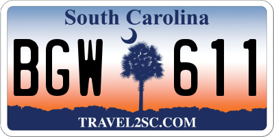 SC license plate BGW611
