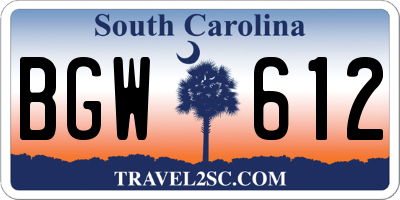 SC license plate BGW612