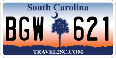 SC license plate BGW621