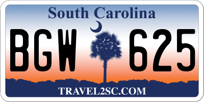 SC license plate BGW625