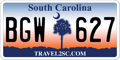 SC license plate BGW627