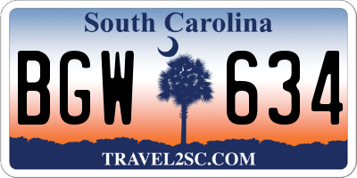SC license plate BGW634