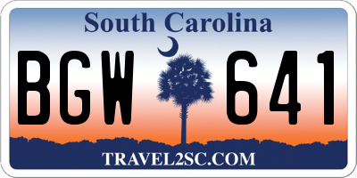 SC license plate BGW641