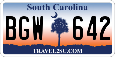 SC license plate BGW642