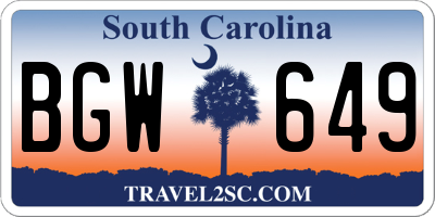 SC license plate BGW649